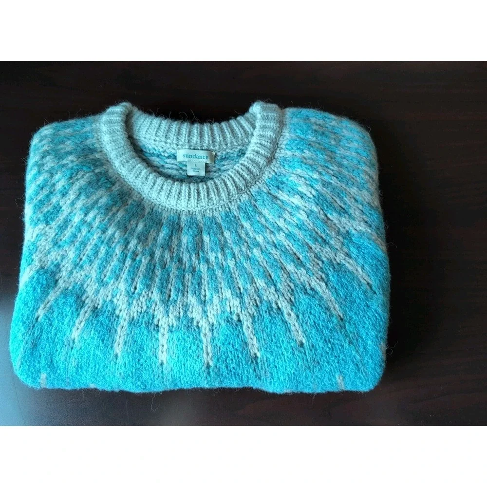 NEW! Sundance L Chunky Knit Fair Isle Pattern Pullover